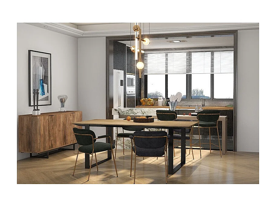 CLARA-Sedia in tessuto a coste Carbonio, metallo dorato(x2)