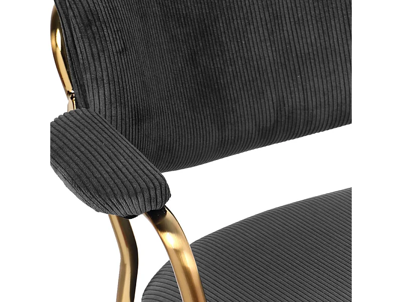 CLARA-Sedia in tessuto a coste Carbonio, metallo dorato(x2)