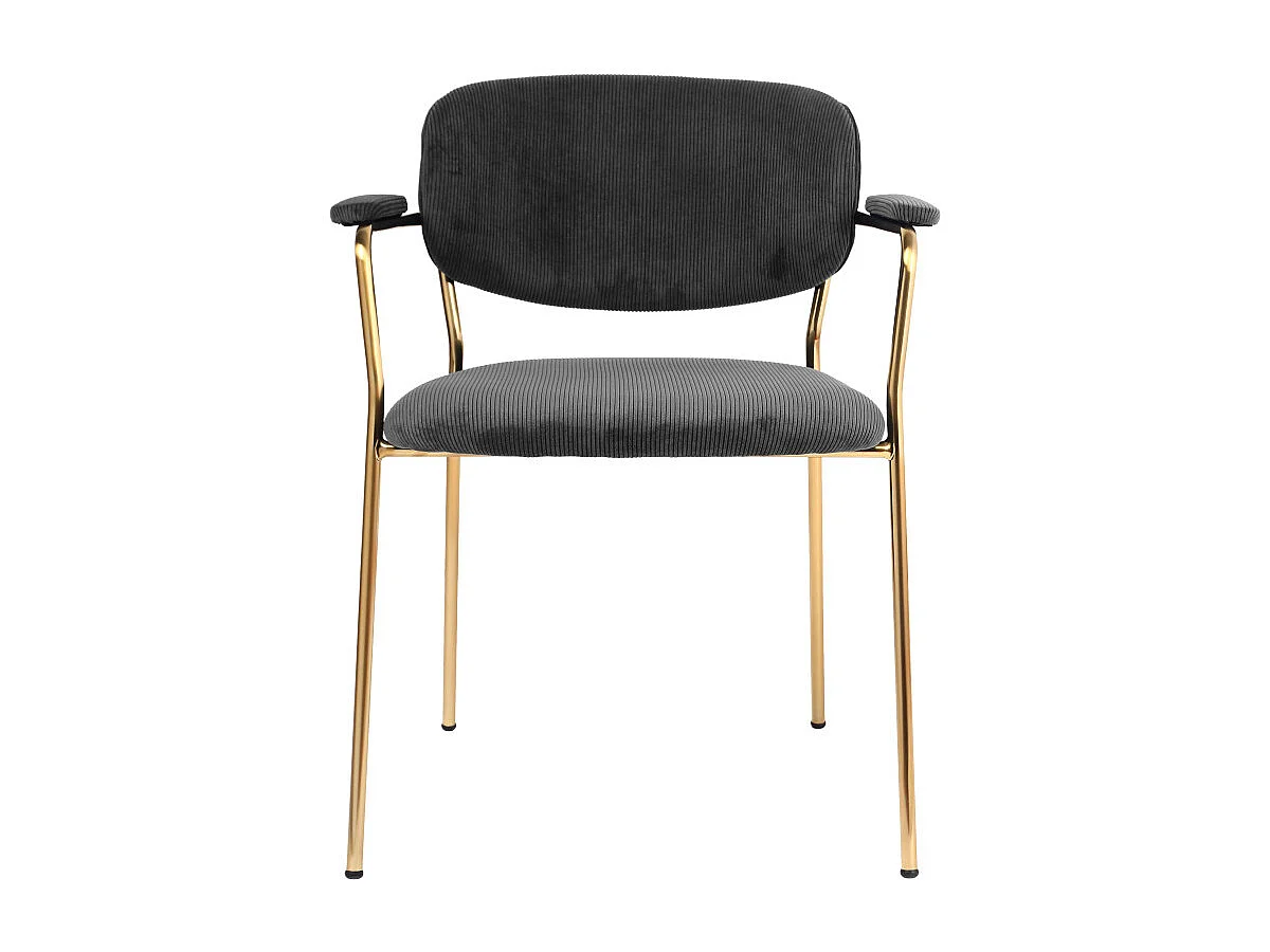 CLARA-Sedia in tessuto a coste Carbonio, metallo dorato(x2)