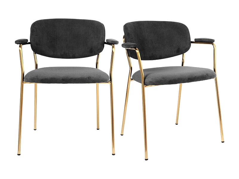 CLARA-Sedia in tessuto a coste Carbonio, metallo dorato(x2)