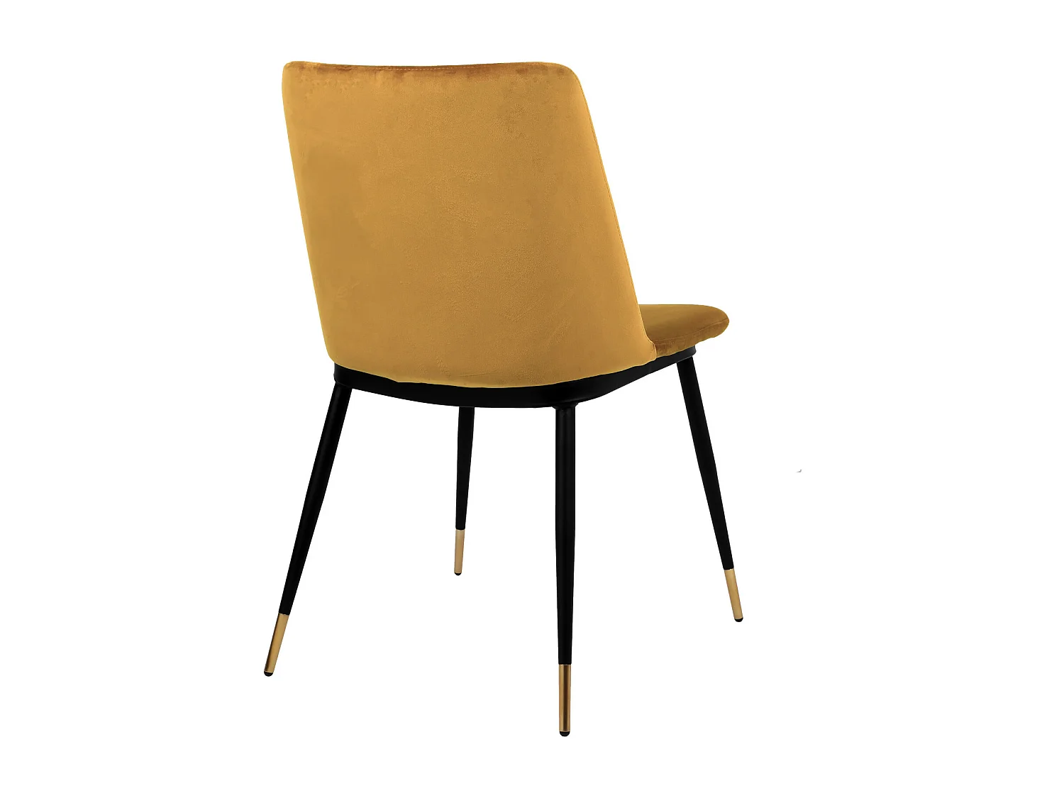 ENZO-Sedia in velluto senape, metallo nero opaco e oro (x2)