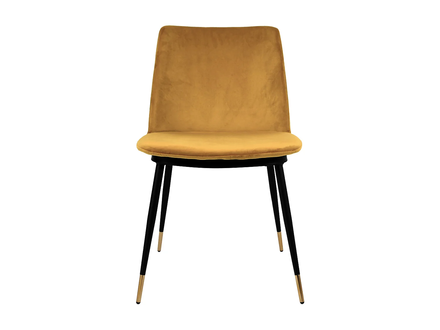 ENZO-Sedia in velluto senape, metallo nero opaco e oro (x2)
