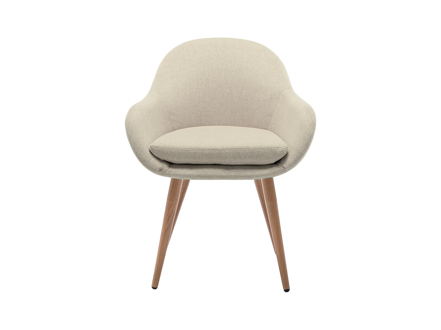 CANCUN-Silla tela lino con patas de metal efecto madera (x2)