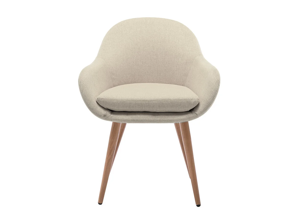 CANCUN-Sedia tessuto grigio gambe metallo effetto legno (x2)