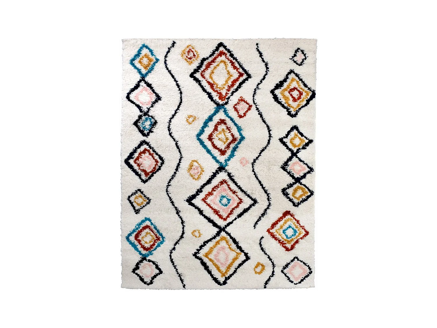 Tapis berbère 150x220 tissé motifs ethno-chic EFAL-D crème et rouge