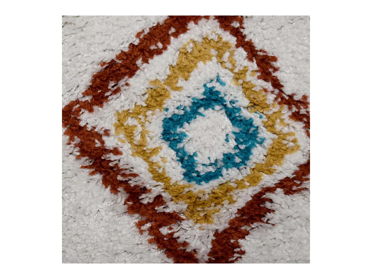 Tapis berbère 150x220 tissé motifs ethno-chic EFAL-D crème et rouge