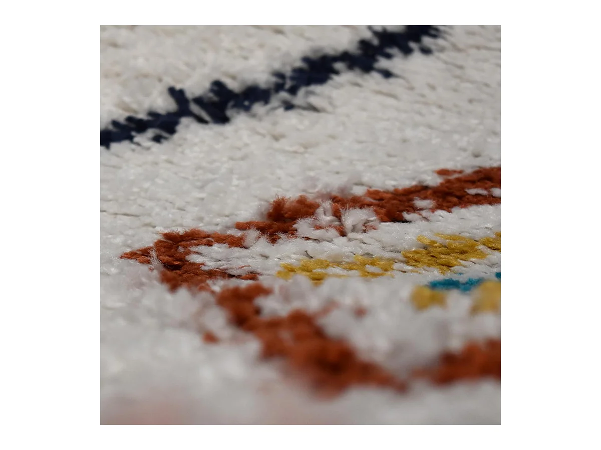 Tapis berbère 150x220 tissé motifs ethno-chic EFAL-D crème et rouge