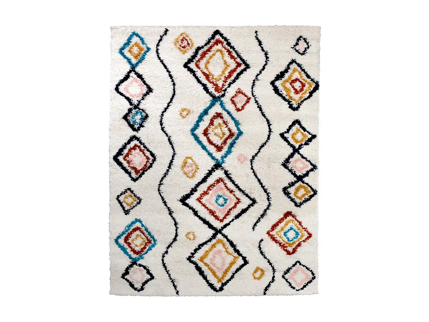 Tapis berbère 120x170 tissé motifs ethno-chic EFAL-D crème et rouge