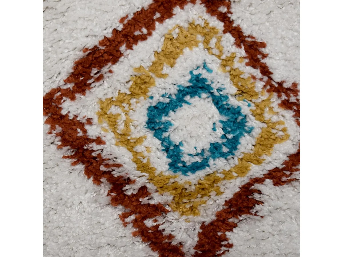 Tapis berbère 120x170 tissé motifs ethno-chic EFAL-D crème et rouge