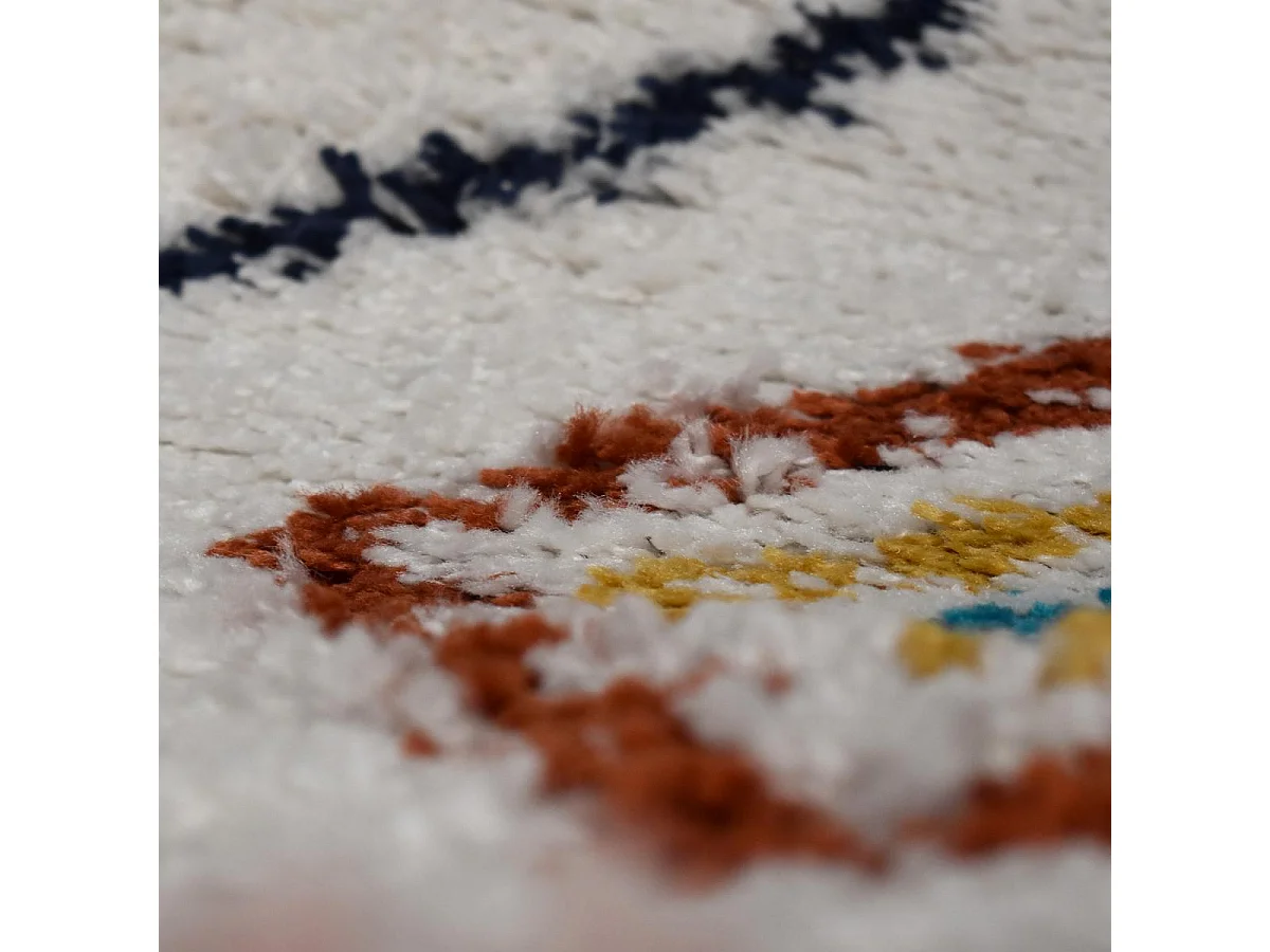 Tapis berbère 120x170 tissé motifs ethno-chic EFAL-D crème et rouge