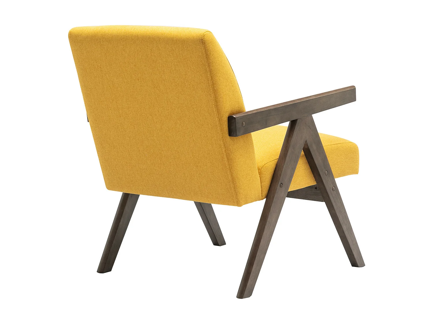 WARREN-Poltrona lounge senape e legno tinto noce grigio