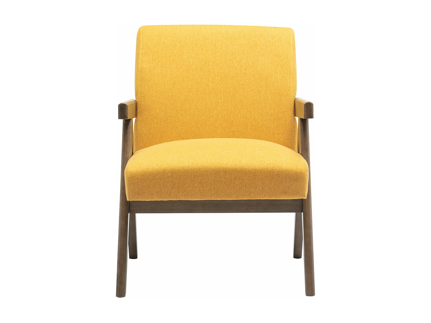 WARREN-Poltrona lounge senape e legno tinto noce grigio