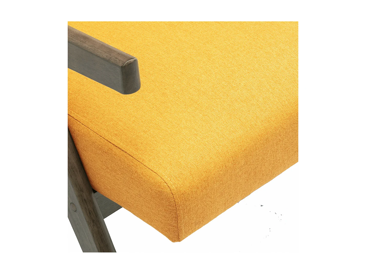 WARREN-Fauteuil lounge en tissu Moutarde et bois teinté noyer gris