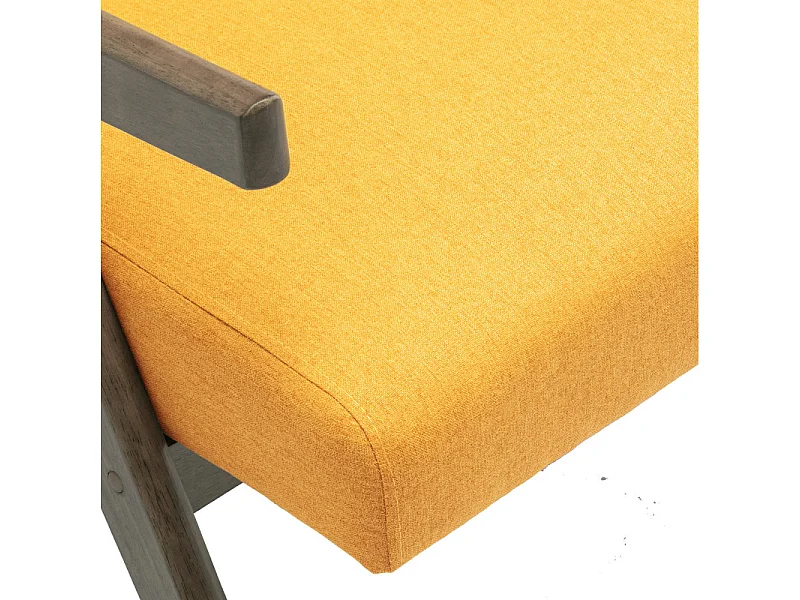 WARREN-Fauteuil lounge en tissu Moutarde et bois teinté noyer gris