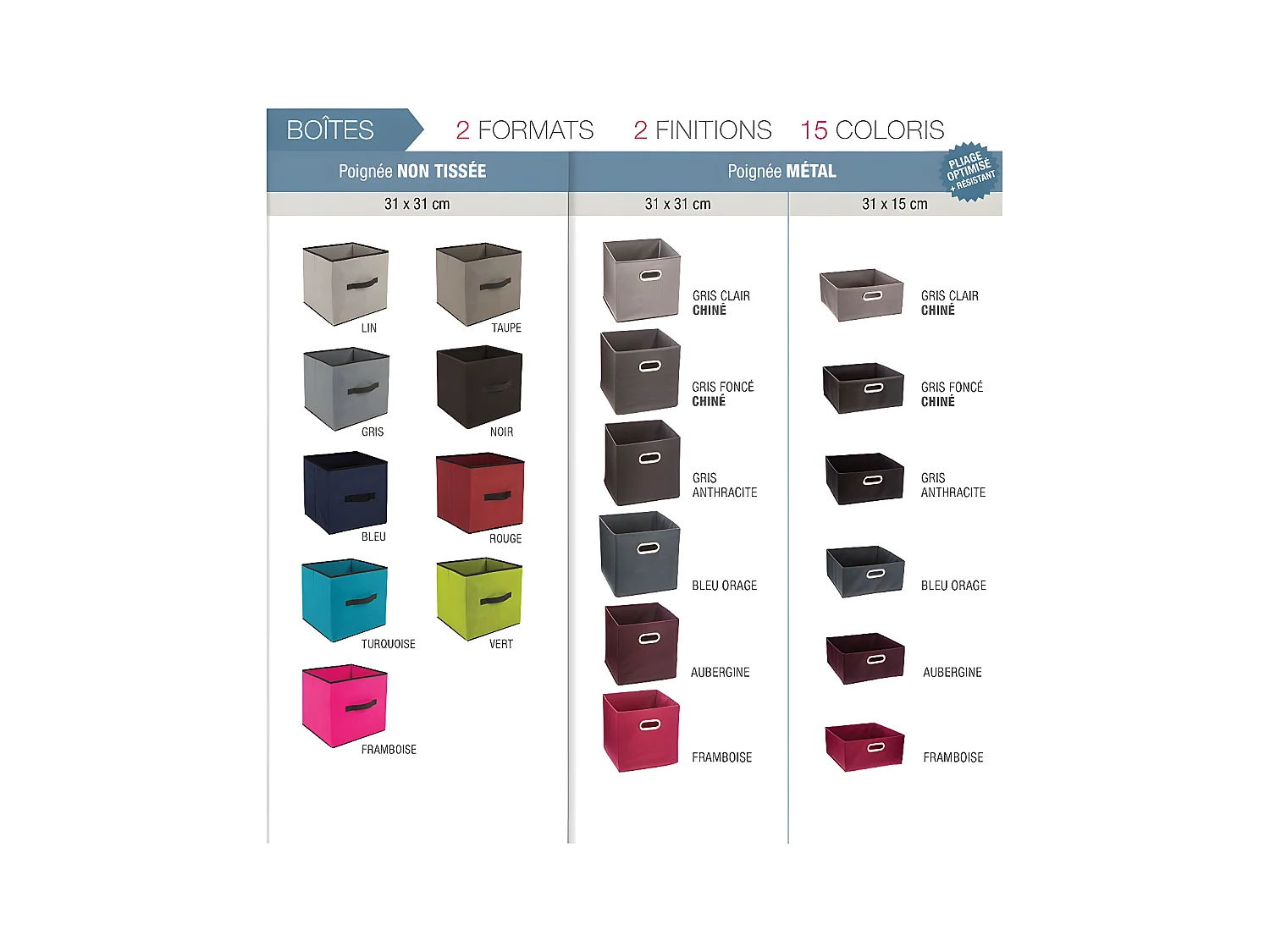 Boîte de rangement Gris clair chiné 31 x 31 x 15 cm