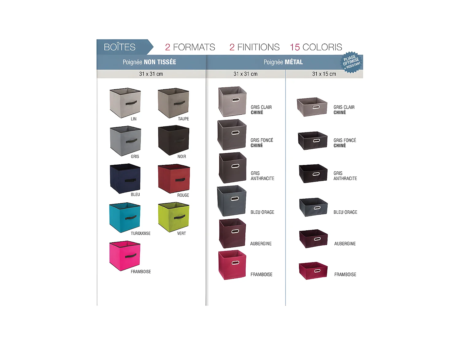 Boîte de rangement Gris foncé chiné 31 x 31 x 15 cm