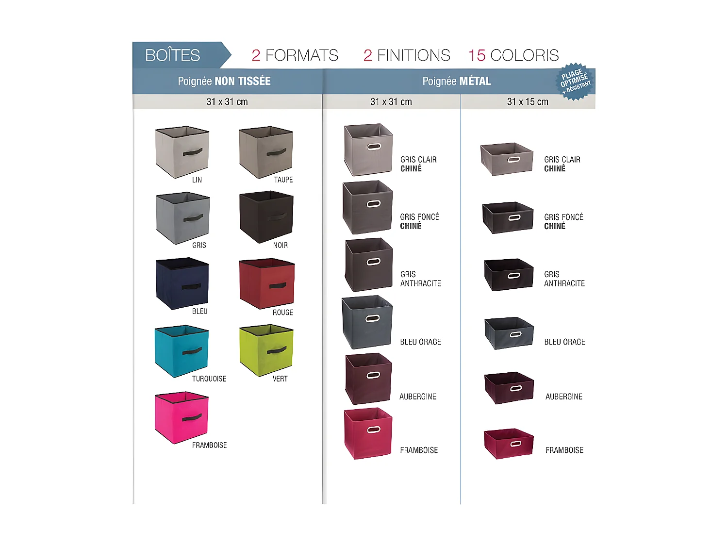 Boîte de rangement Gris foncé chiné 31 x 31 x 15 cm