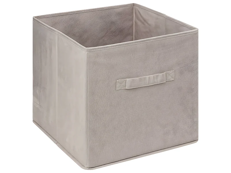 Boîte de Rangement en Velours Beige Lin 31 x 31 x 31 cm