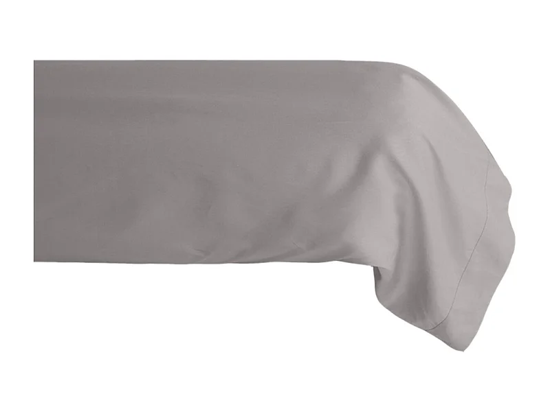 Taie de traversin cendre en percale de coton 80 fils 43 x 190 cm