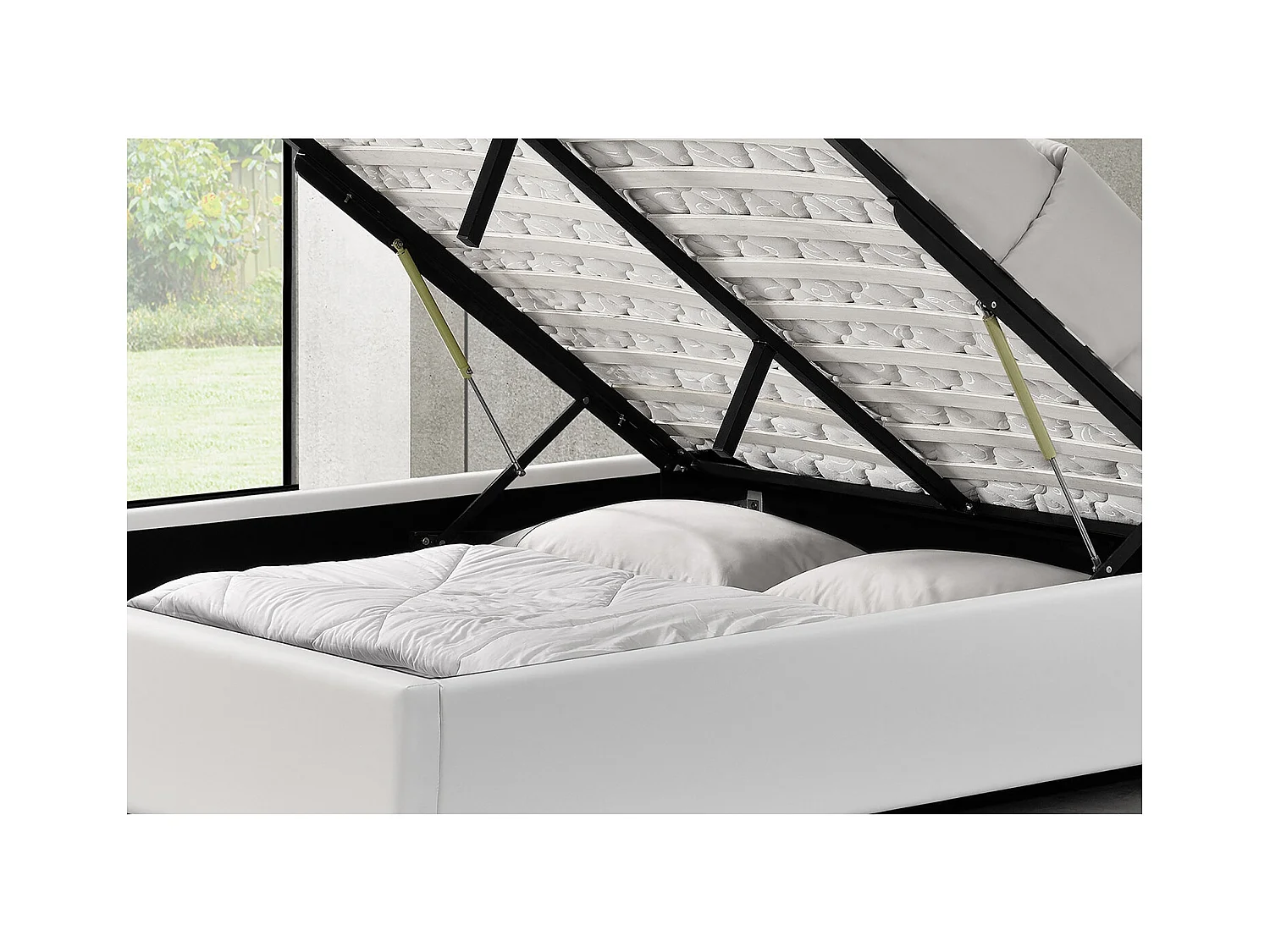 Structure de lit avec coffre 140 x 190 cm blanc KENNINGTON