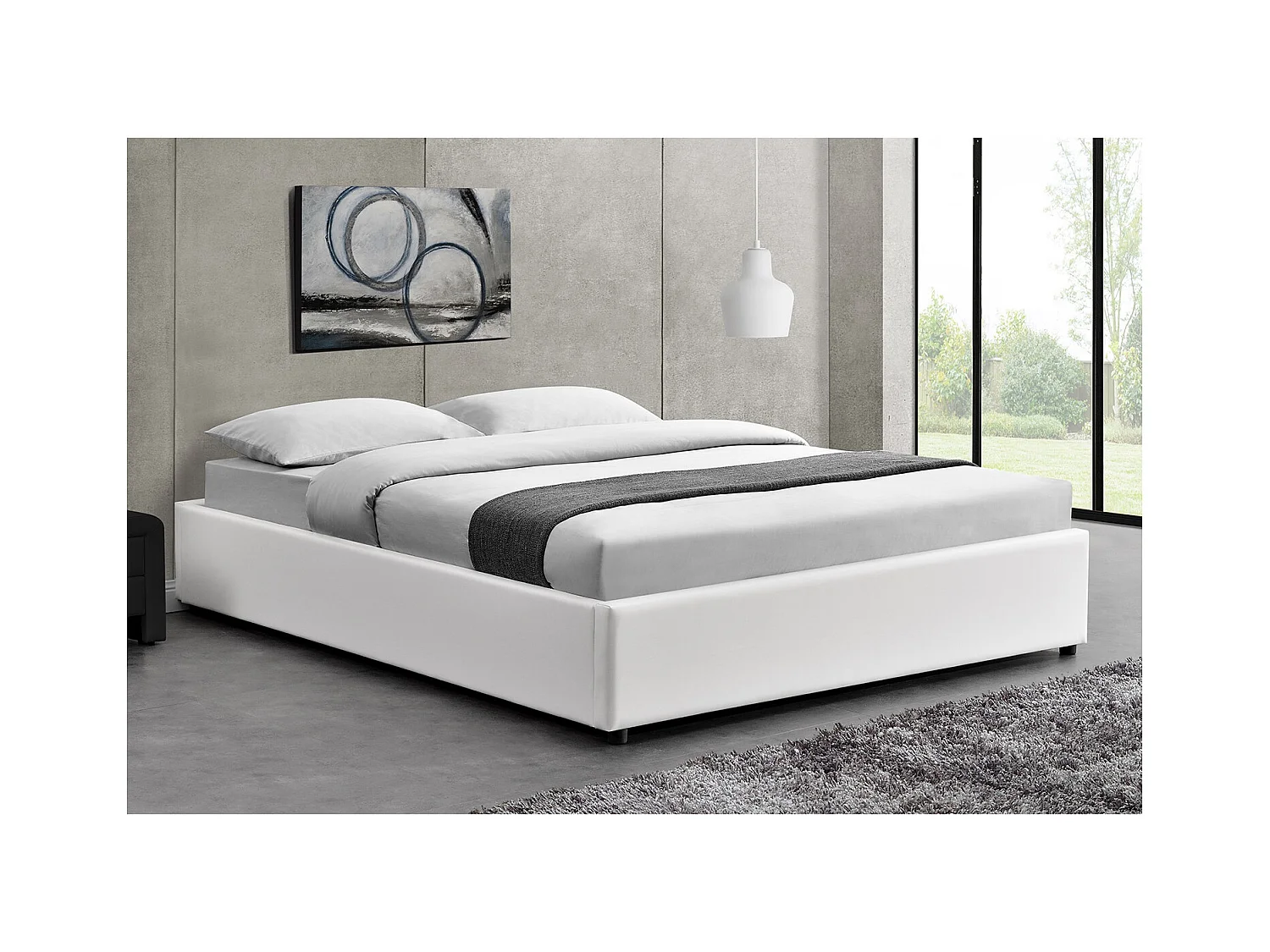 Structure de lit avec coffre 140 x 190 cm blanc KENNINGTON