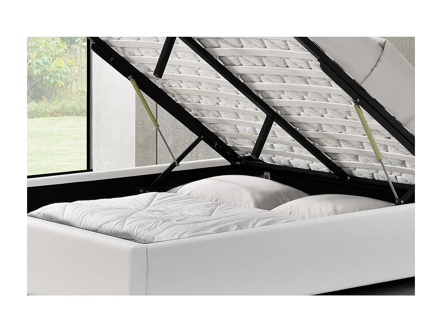 Struttura letto bianca con contenitore integrato140x190 cm KENNINGTON