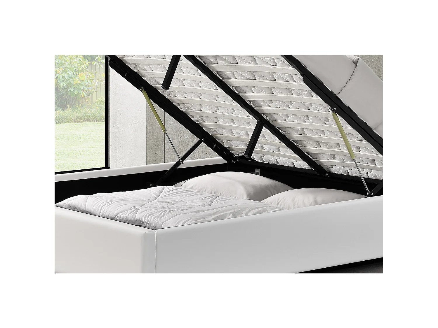 Estrutura de cama branca com armazenamento integrado -140x190 cm KENNINGTON
