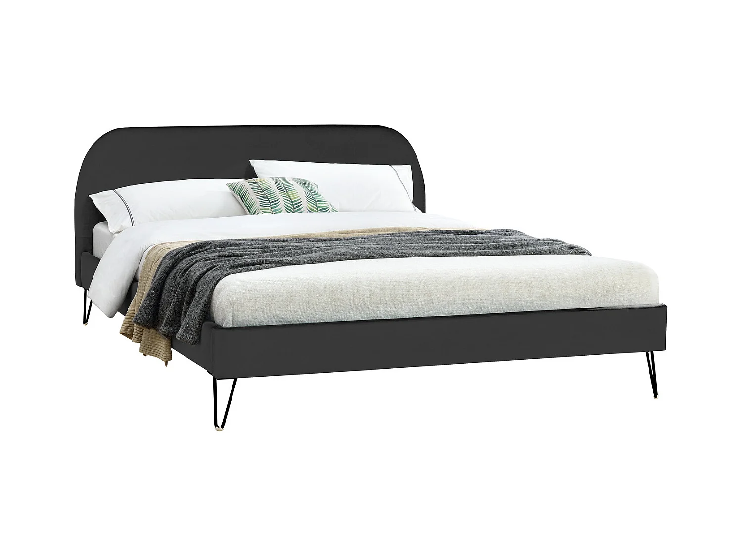 Bett aus Samt 160 x 200 cm, schwarz PHOENIX