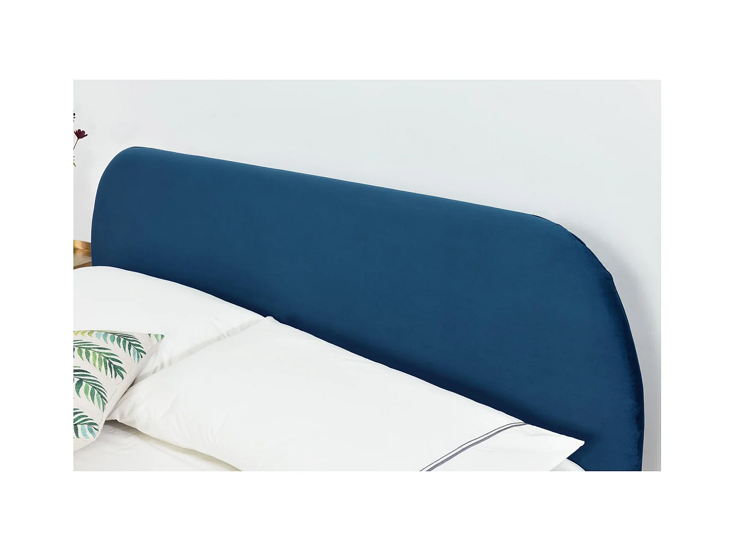 Cama 160x200 Veludo Azul & Pés Latão PHOENIX