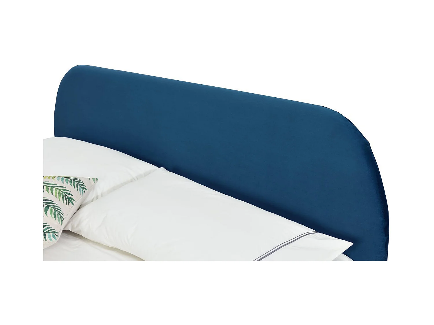 Cama 160x200 Veludo Azul & Pés Latão PHOENIX