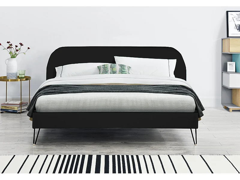 Letto in velluto nero 140 x 190 cm PHOENIX