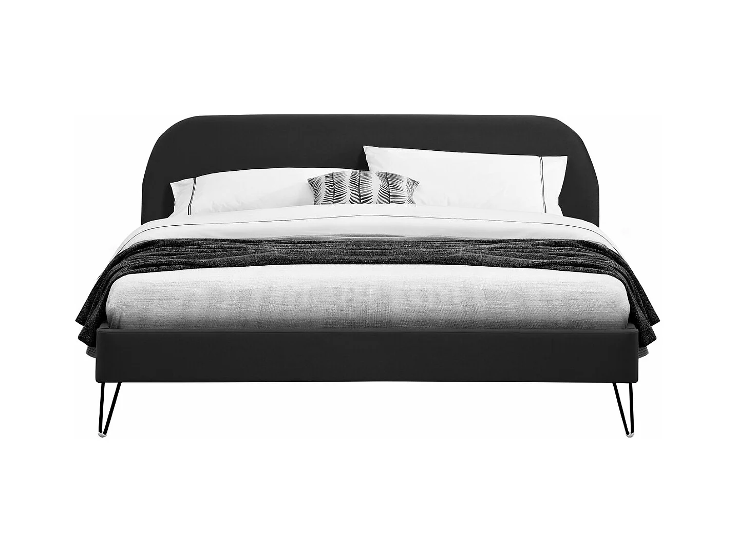 Bett aus Samt 140 x 190 cm, schwarz PHOENIX