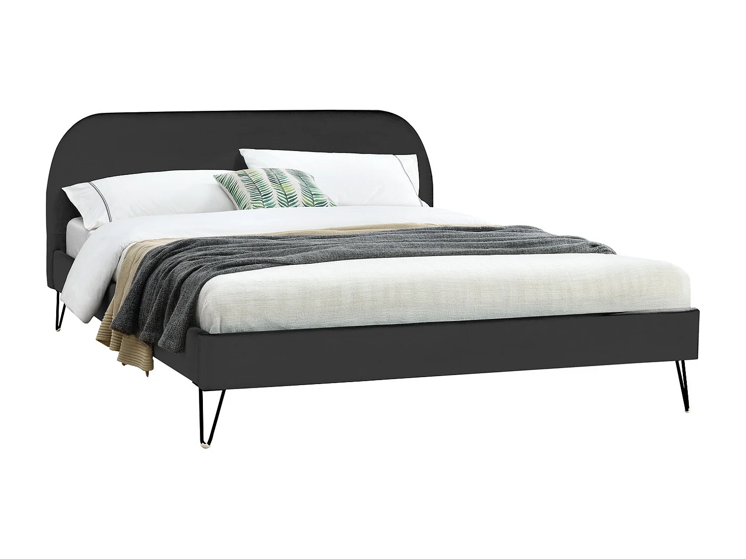 Bett aus Samt 140 x 190 cm, schwarz PHOENIX