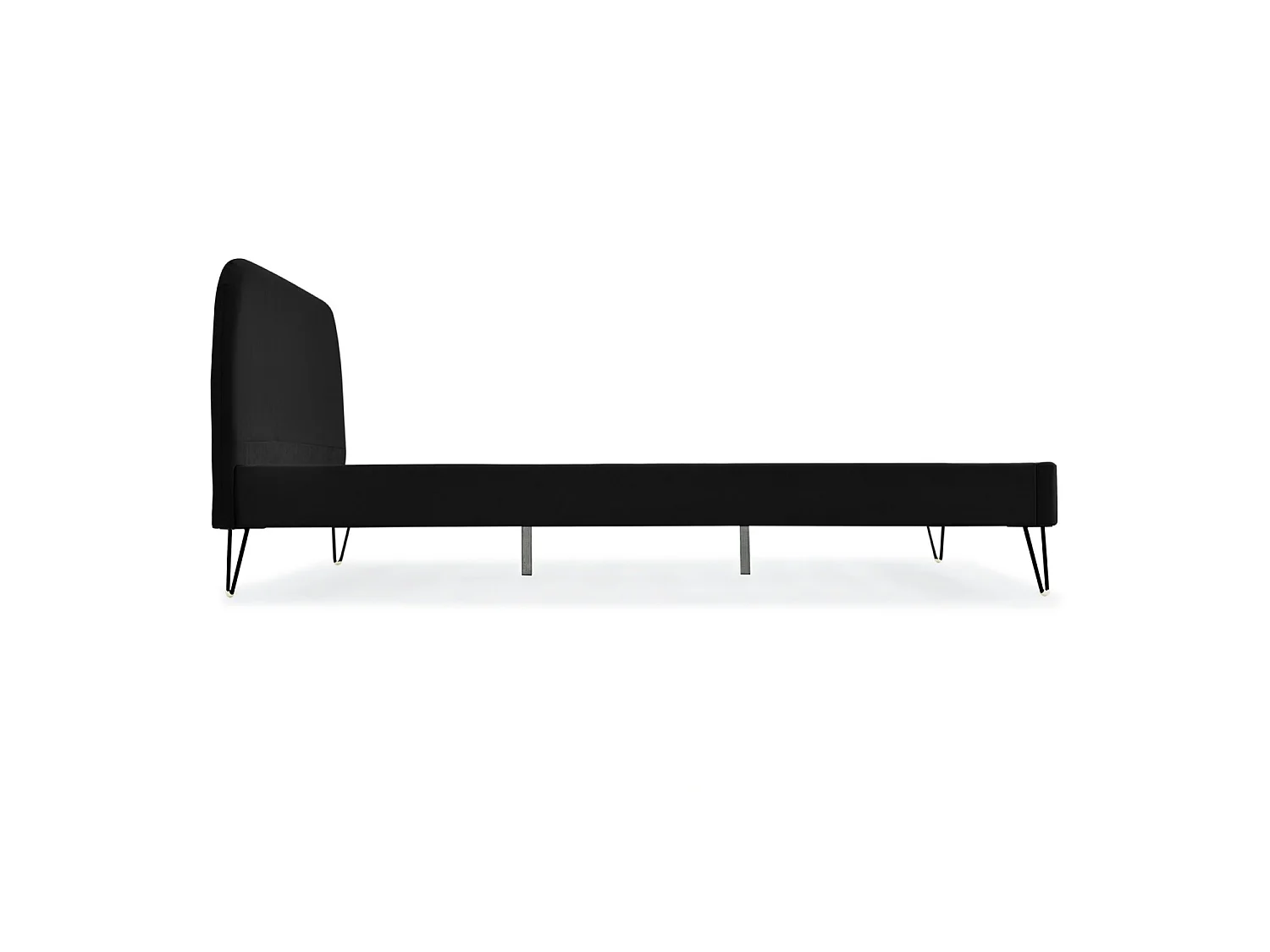Lit 140 x 190 cm en velours noir et pieds noirs PHOENIX