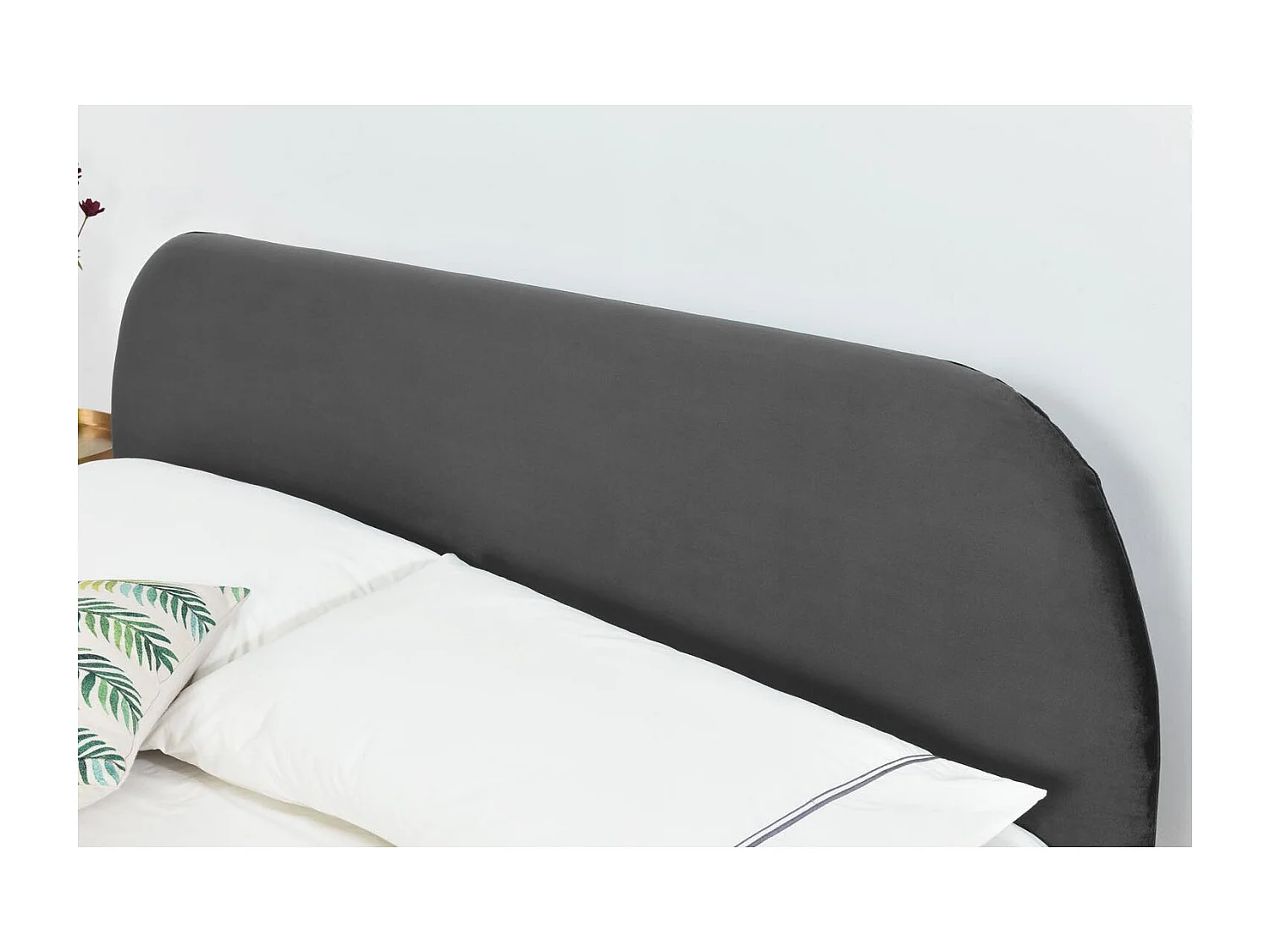 Structure de lit 140 x 190 cm en velours et laiton gris PHOENIX