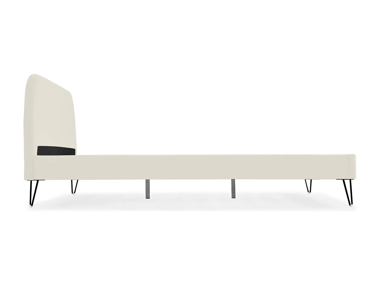 Beige fluwelen bed 140 x 190 cm PHOENIX met zwarte haarspeldpoten