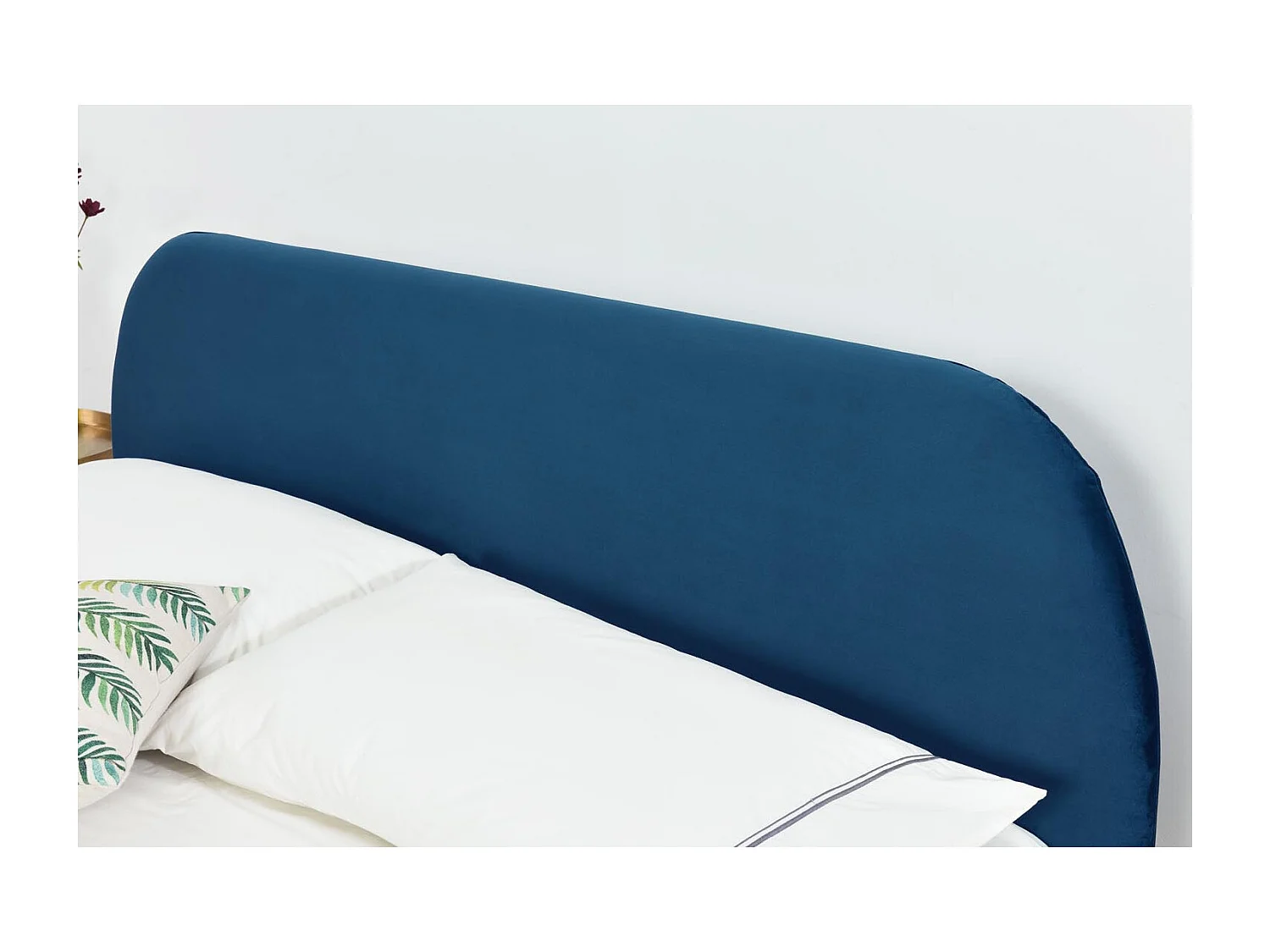 Lit 140 x 190 cm en velours et laiton bleu PHOENIX