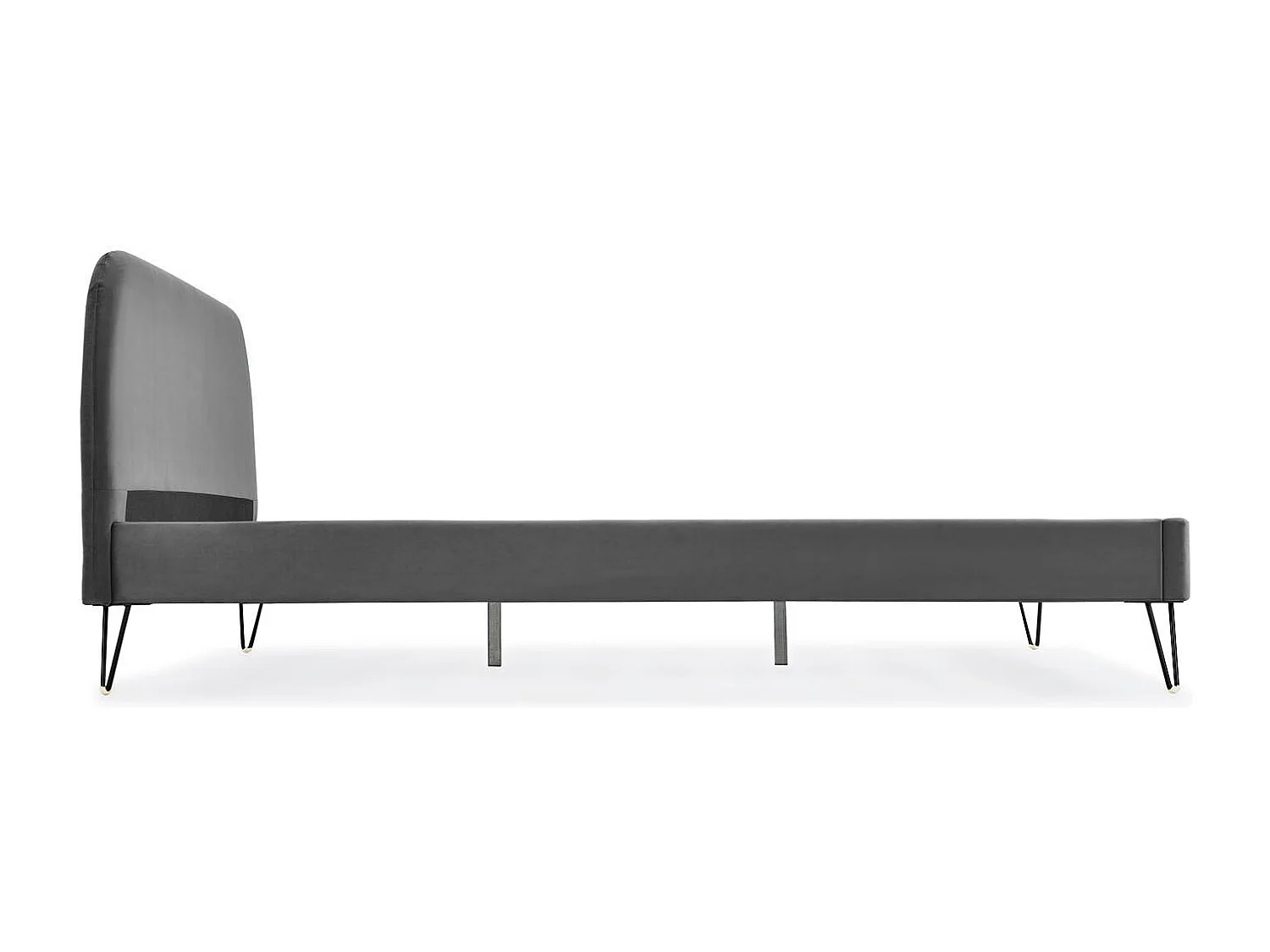 Estrutura de cama em veludo cinza 140x190 cm PHOENIX com pés pretos em metal