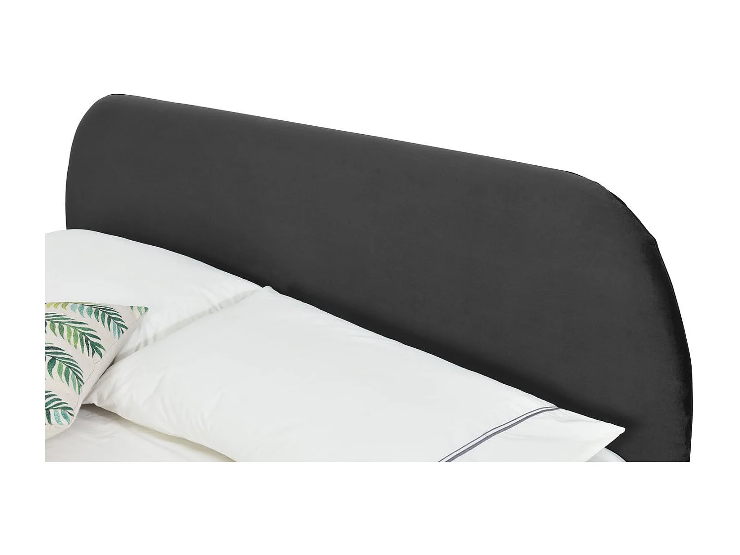 Structure de lit 140 x 190 cm en velours gris et pieds noirs PHOENIX