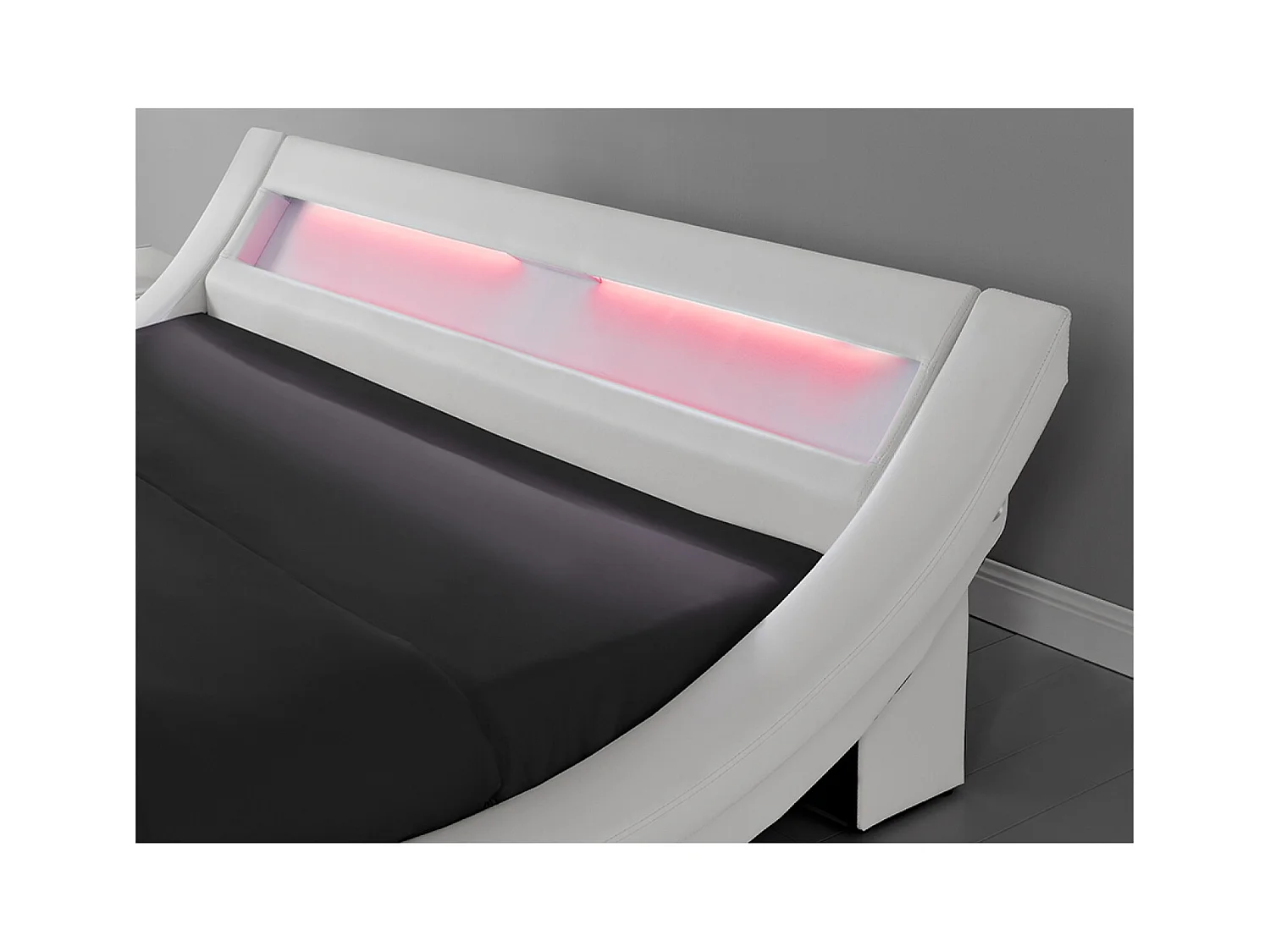 Cadre de lit avec LED 140 x 190 cm en PU blanc PADDINGTON