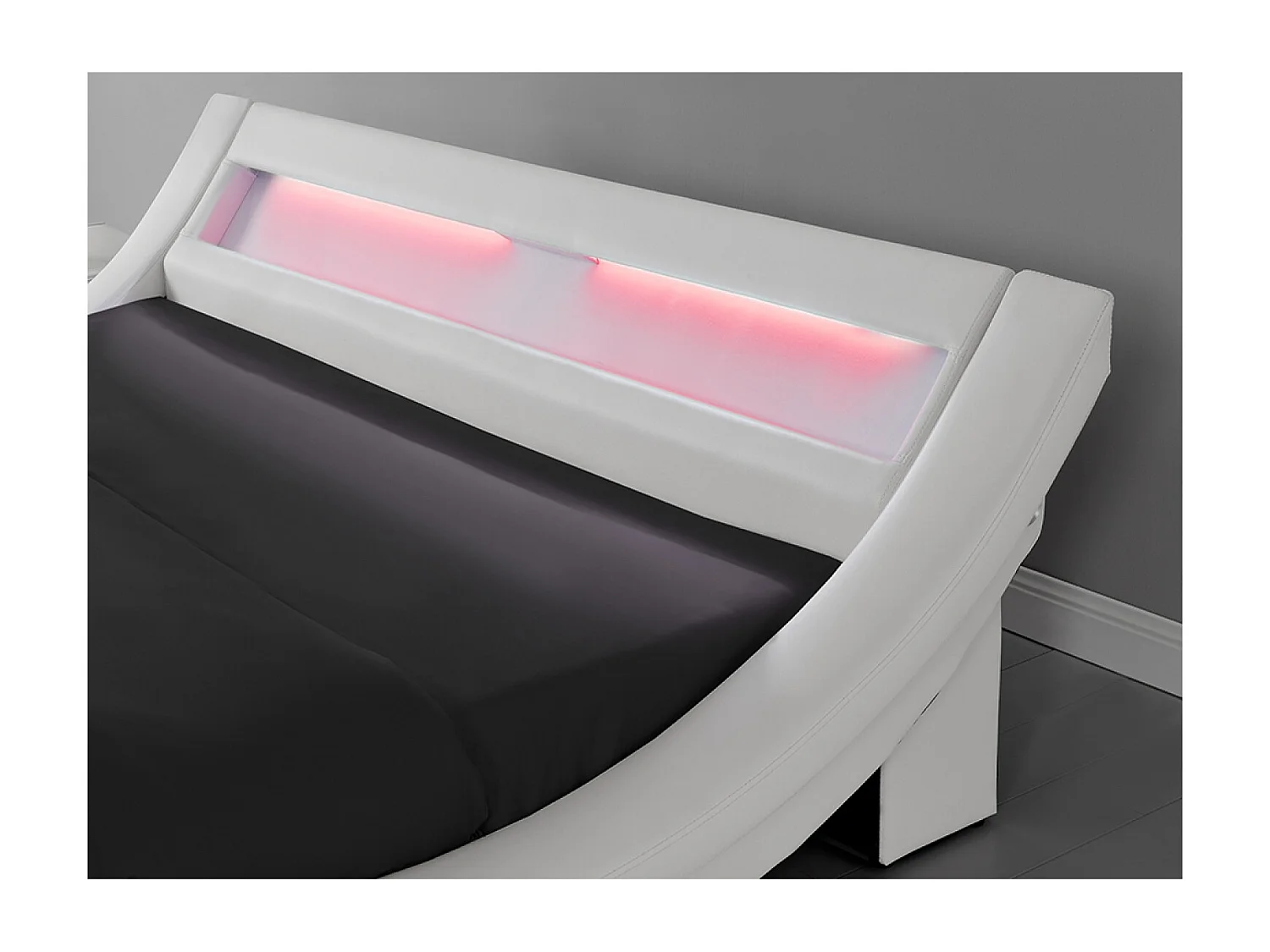 Lit avec led 140 x 190 cm en PU blanc PADDINGTON