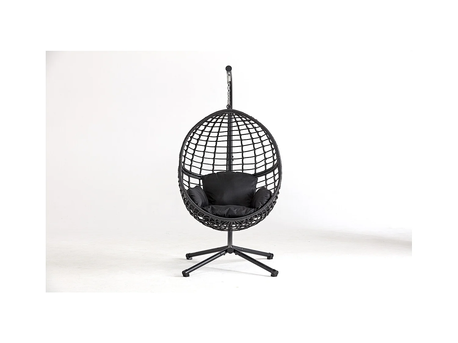 Sillón colgante negra de resina trenzada AUROA