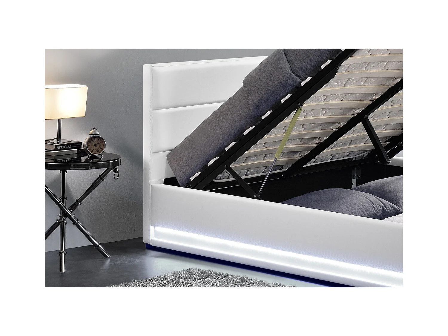 LED-Bettgestell mit Stauraum 160 x 200 cm weiß NEW YORK