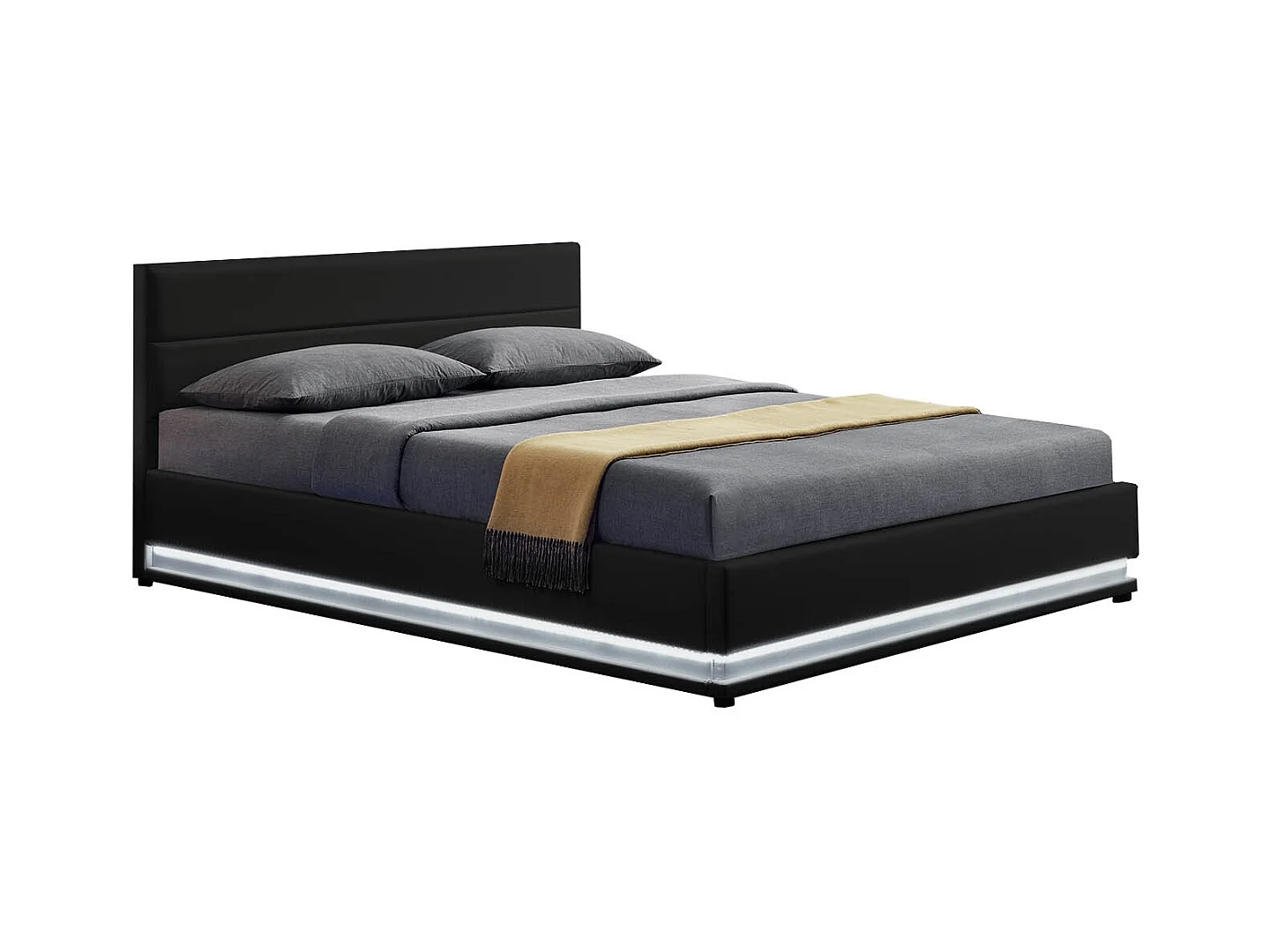 LED-Bettgestell mit Stauraum 140 x 190 cm schwarz NEW YORK