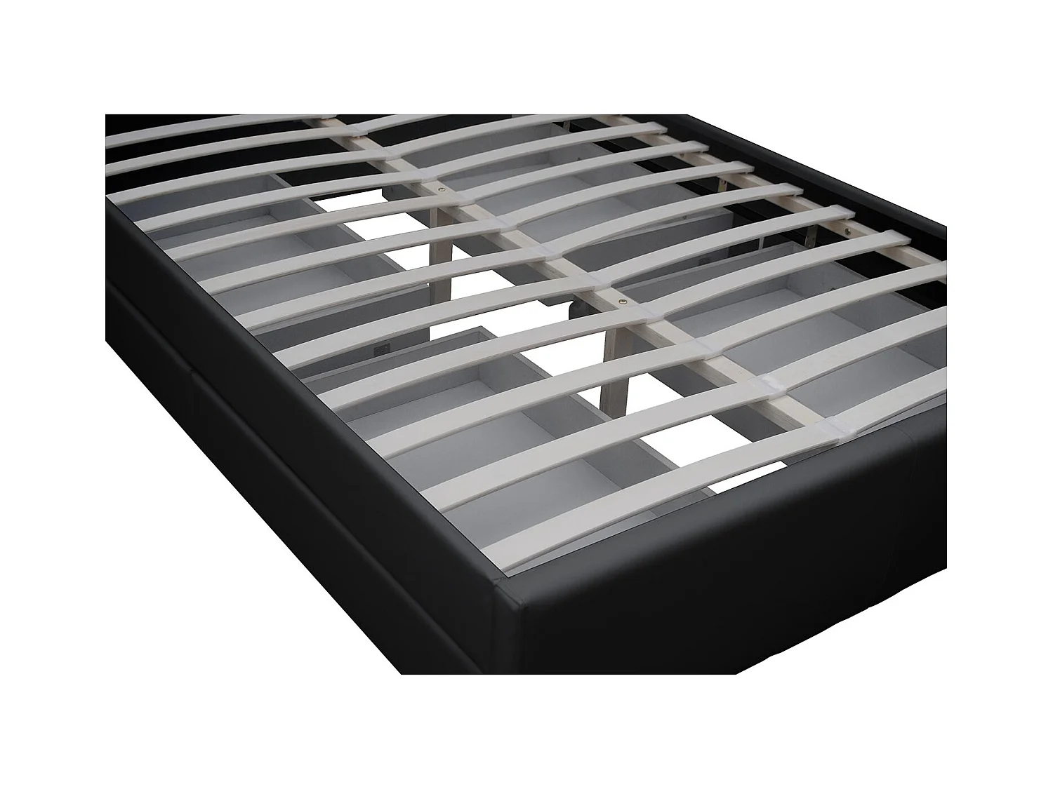 Bed in zwart PU met opbergruimte en geïntegreerde LED-verlichting 140x190 cm Enfield