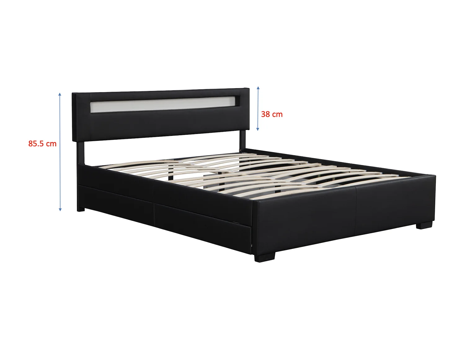 Structure de lit LED avec rangements 140 x 190 cm noir ENFIELD