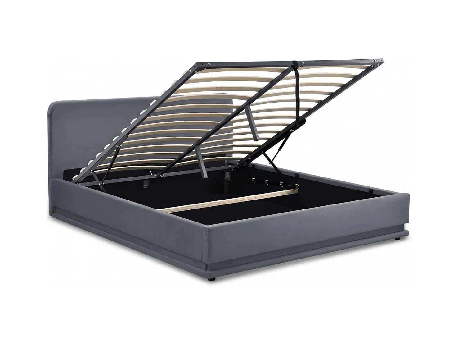 Bettgestell mit LED 140 x 190 cm in grauem Samt NEW YORK