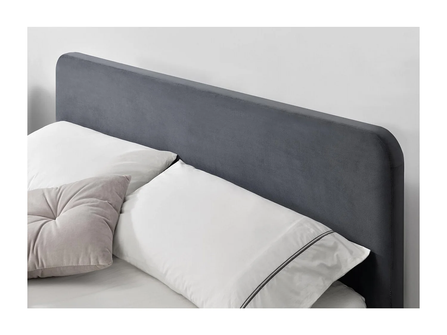 Bettgestell mit LED 140 x 190 cm in grauem Samt NEW YORK