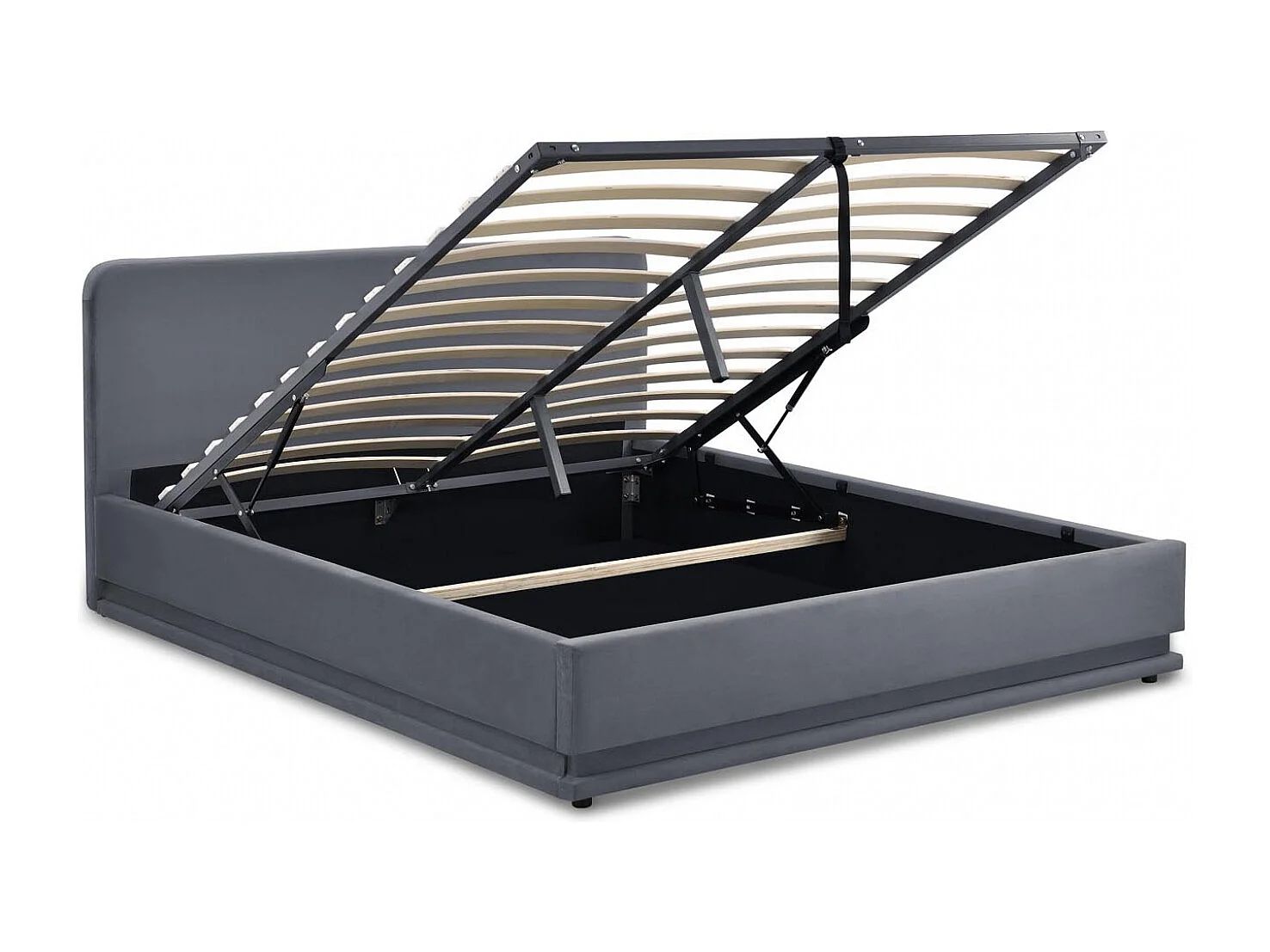 Bettgestell mit LED 140 x 190 cm in grauem Samt NEW YORK
