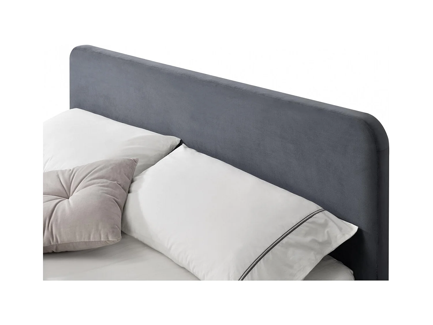 Structure de lit avec LED 160 x 200 cm en velours gris NEWYORK